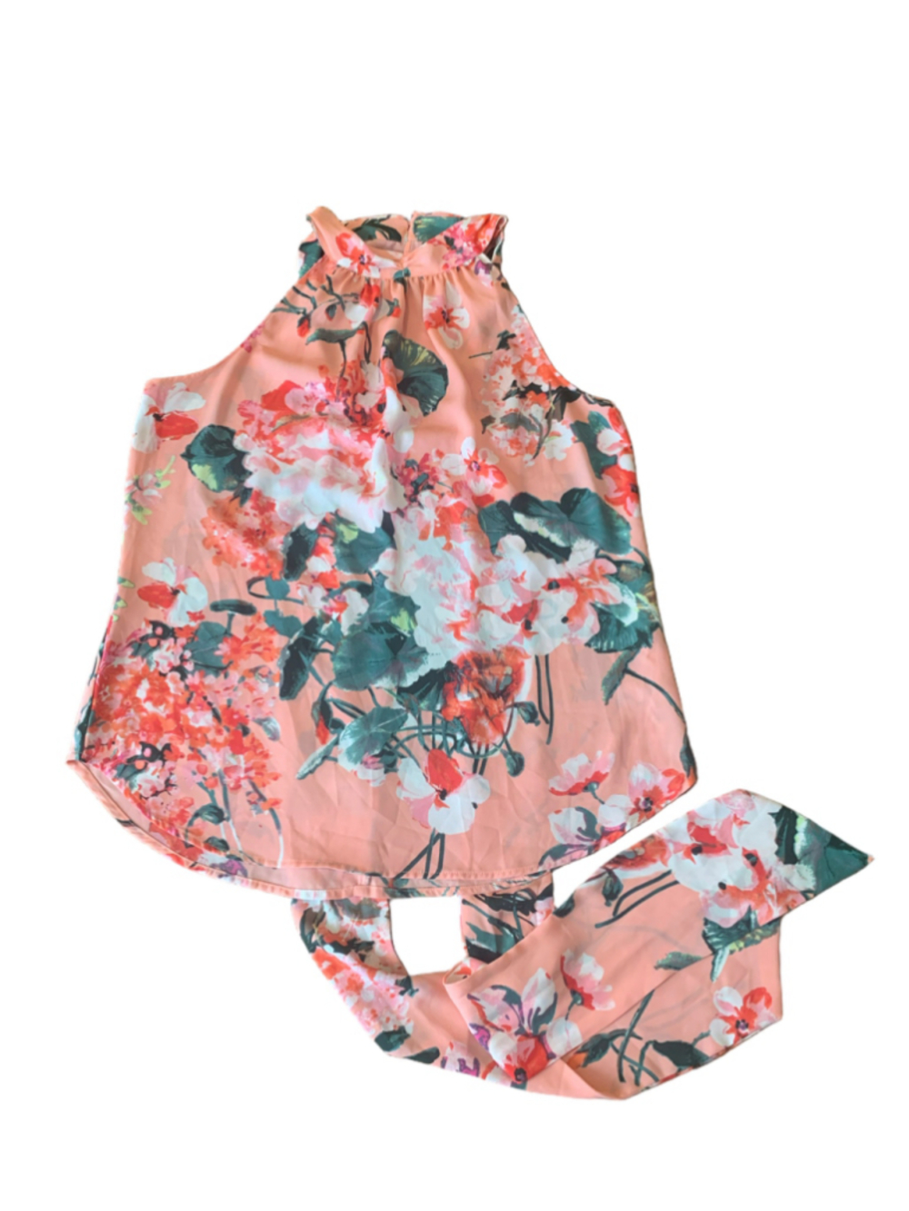 7th Avenue Design Studio Floral Blouse, Size M, Peach and Green